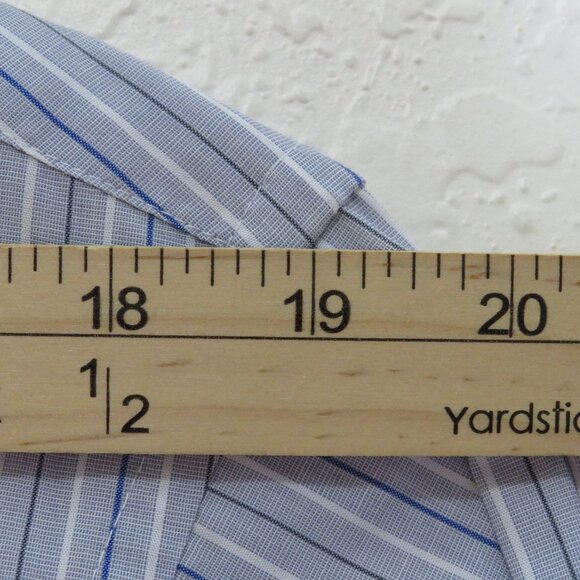 Van Heusen* Men's Long Sleeve Button Down Curved Hem Pinstripe Dress Shirt~Large - Picture 5 of 10